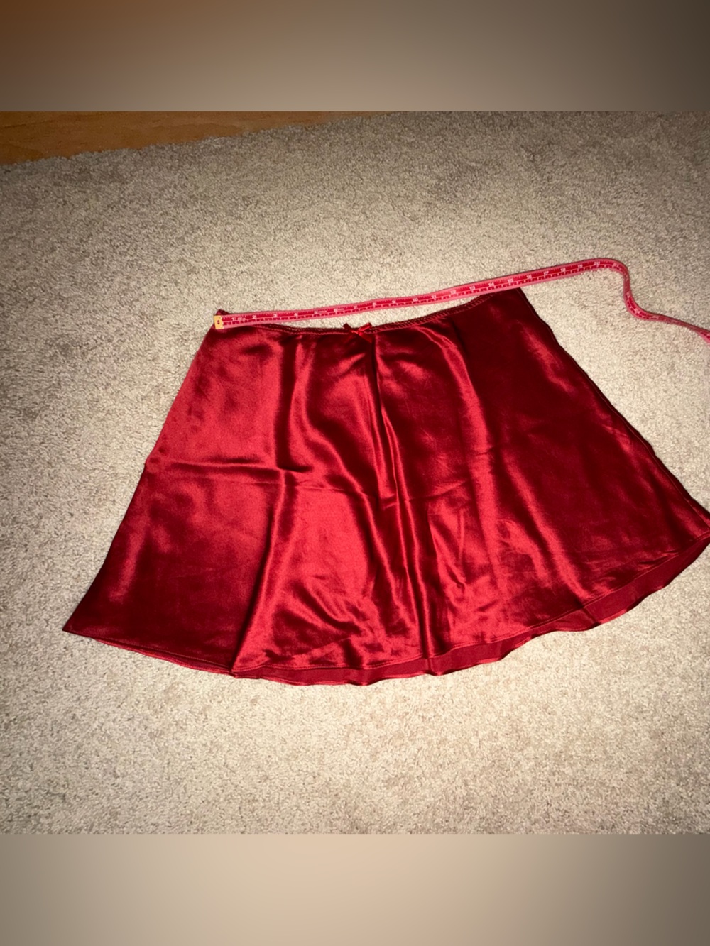Red Satin Mini Skirt